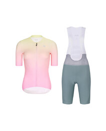 RIVANELLE Tricoul și pantaloni scurți de ciclism - ELEVATE - verde/roz/multicolor